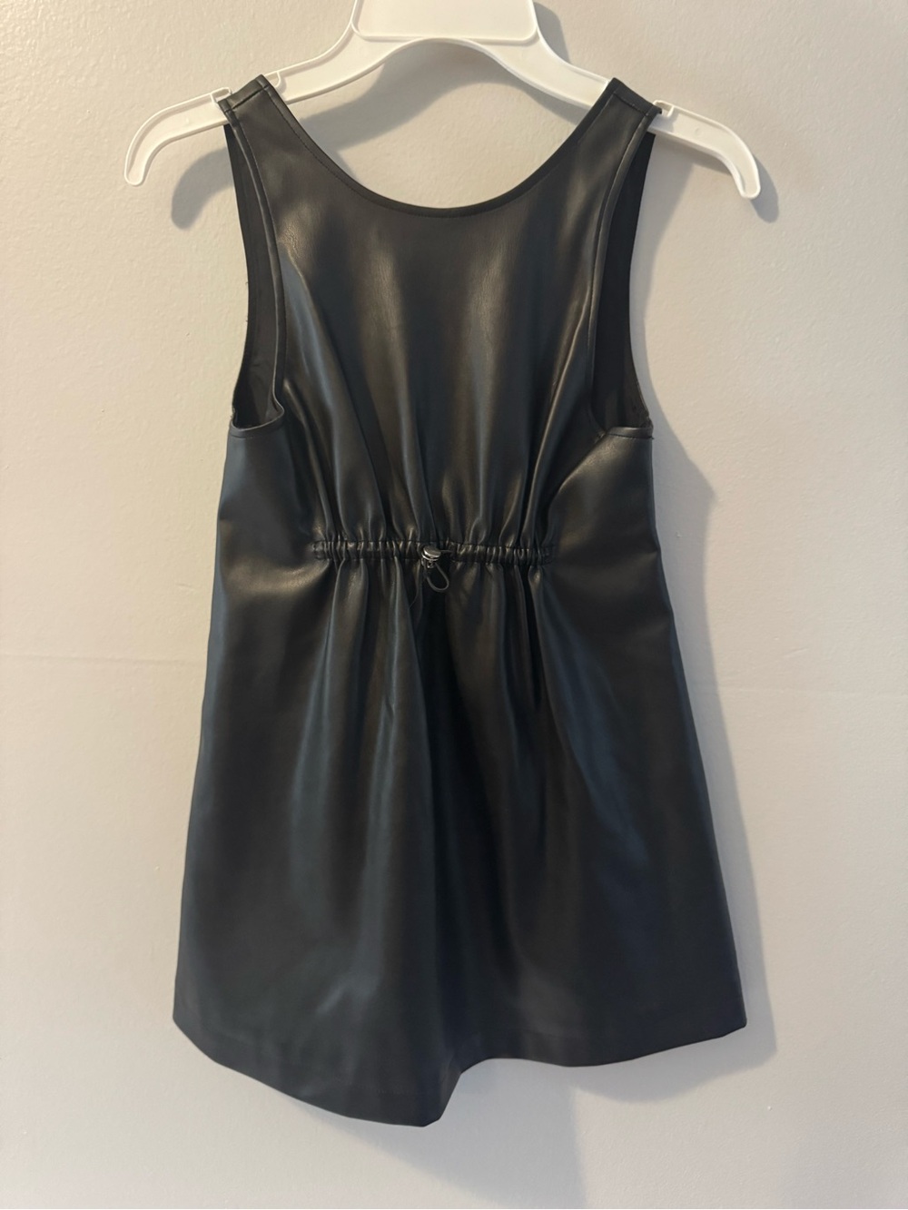 Zara Black Faux-Leather Drawstring Mini Dress - Picture 1 of 7